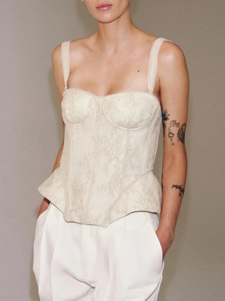 Corset Detalhes em Renda e Sustentação Interna