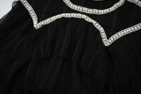 Vestido Longo - Luxo, com Bordado Feito à Mão e Saia em Camadas de Tule