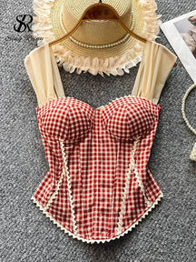 Top de Alças Estampado com Detalhes em Renda