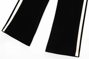 Conjunto em Veludo com Camisa de Manga Longa e Calça – Design Elegante com Detalhes Laterais