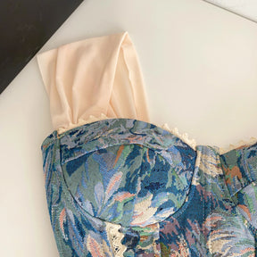 Top de Alças Estampado com Detalhes em Renda