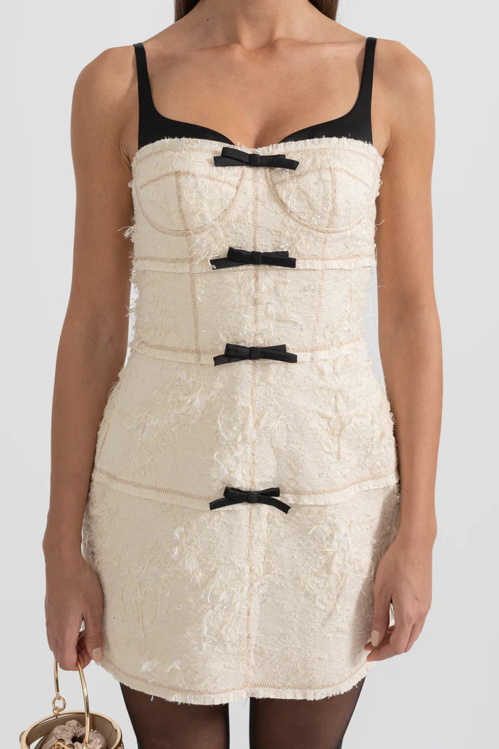 Vestido Com Plumas - Marfim