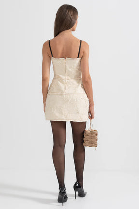 Vestido Com Plumas - Marfim