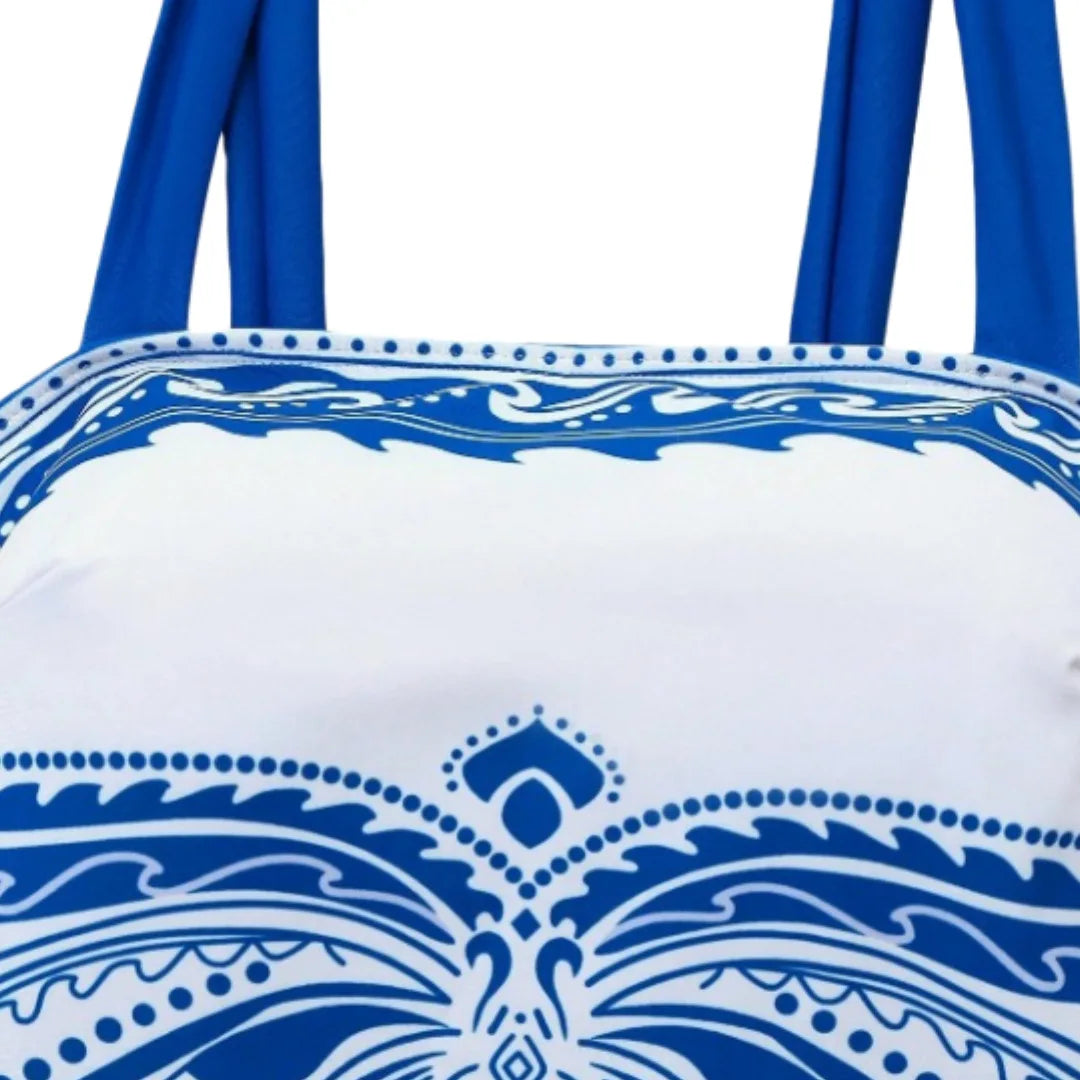 Conjunto Maiô de Praia Floral com Modelagem Modeladora e Saia