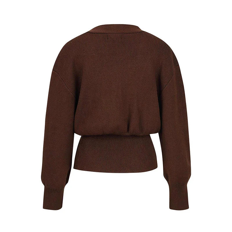 Cardigan Feminino em Tricô com Decote V – Elegância e Conforto