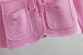 onjunto Executivo Feminino – Tricô Elegante com Casaco Longo e Saia