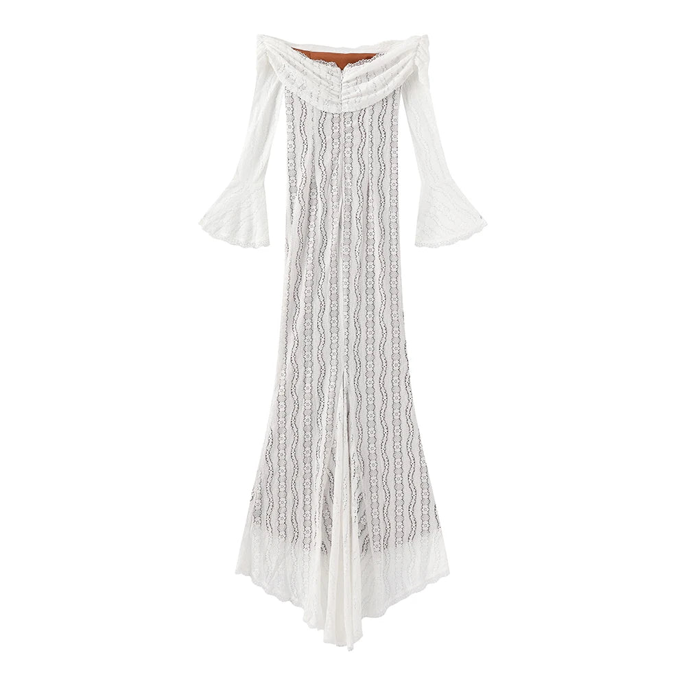 Vestido Longo Ombro a Ombro com Renda — Elegância Atemporal