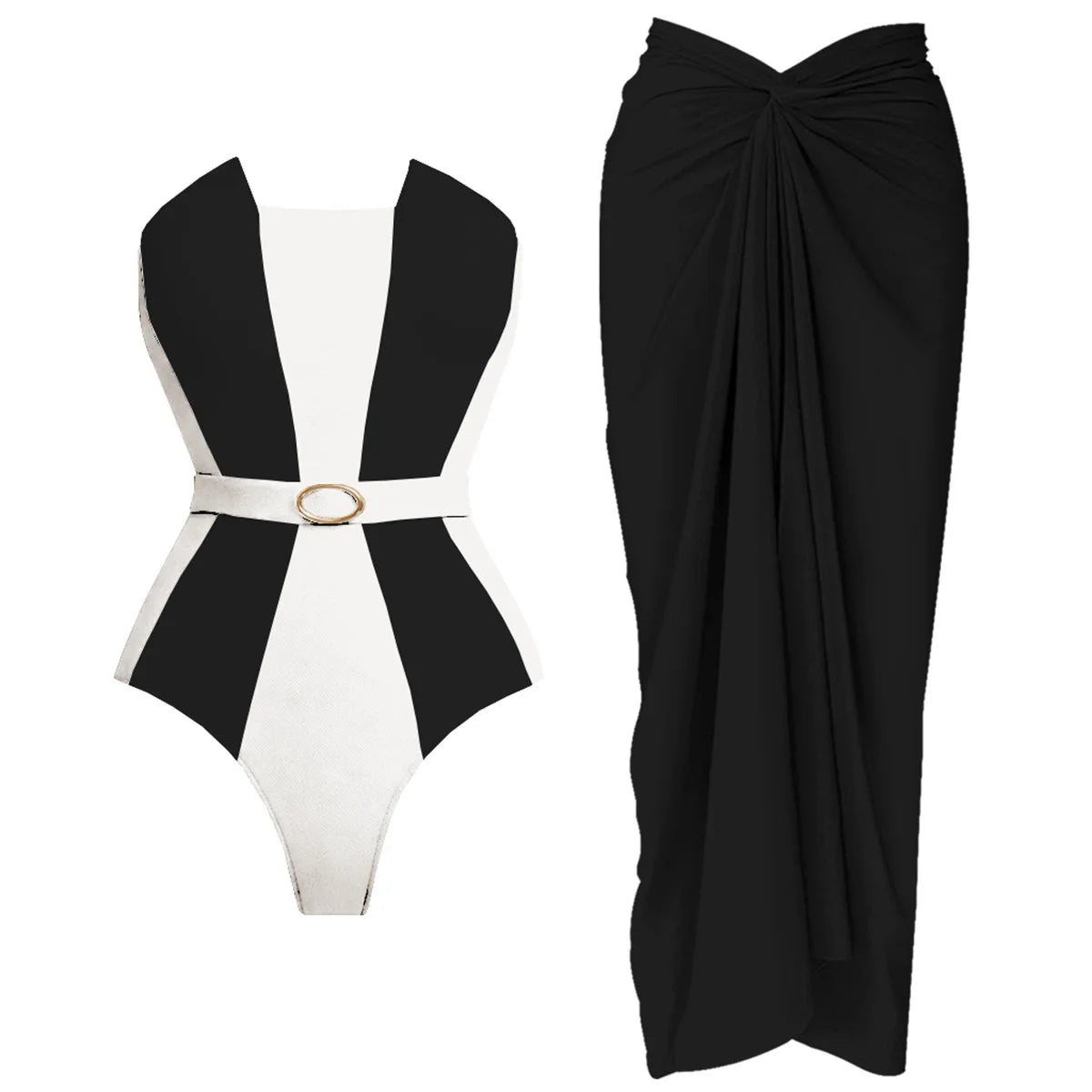 Conjunto de Biquíni Tomara que Caia Bicolor Preto e Branco