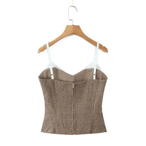 Top Cropped com Detalhe de Renda, Decote Baixo