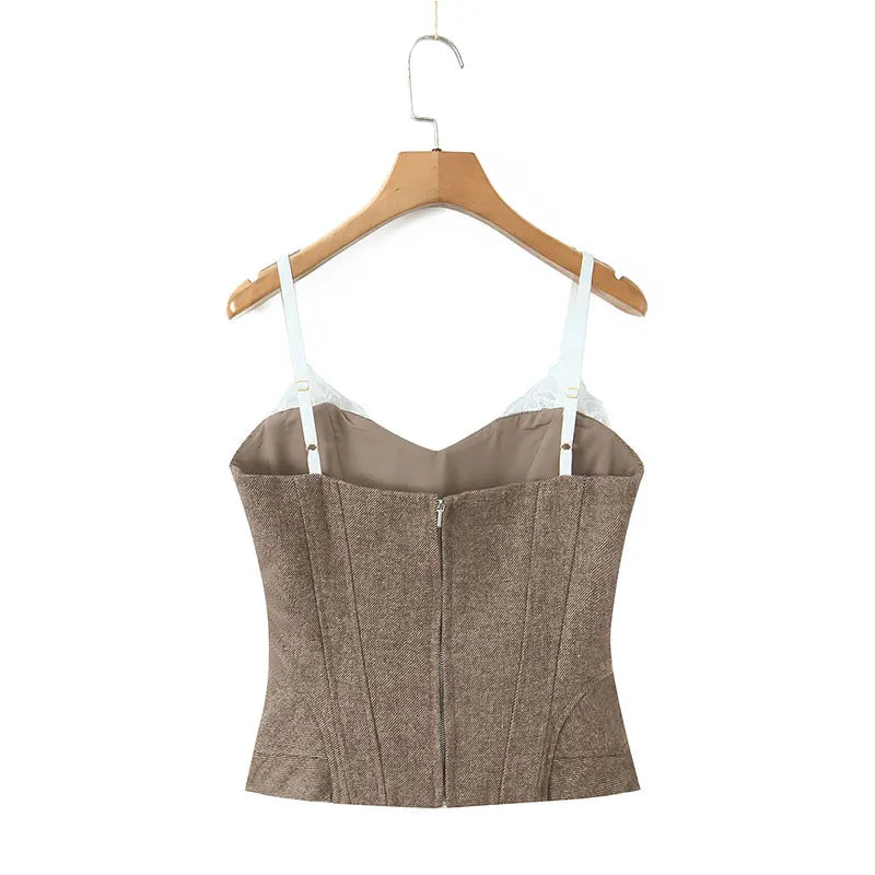 Top Cropped com Detalhe de Renda, Decote Baixo