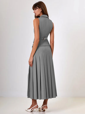 Conjunto Colete Transpassado e Saia Longa Plissada - Estilo e Conforto