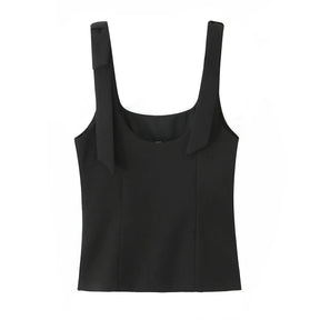 Colete Decote Quadrado com Laço, Modelagem Ajustada e Top Interno