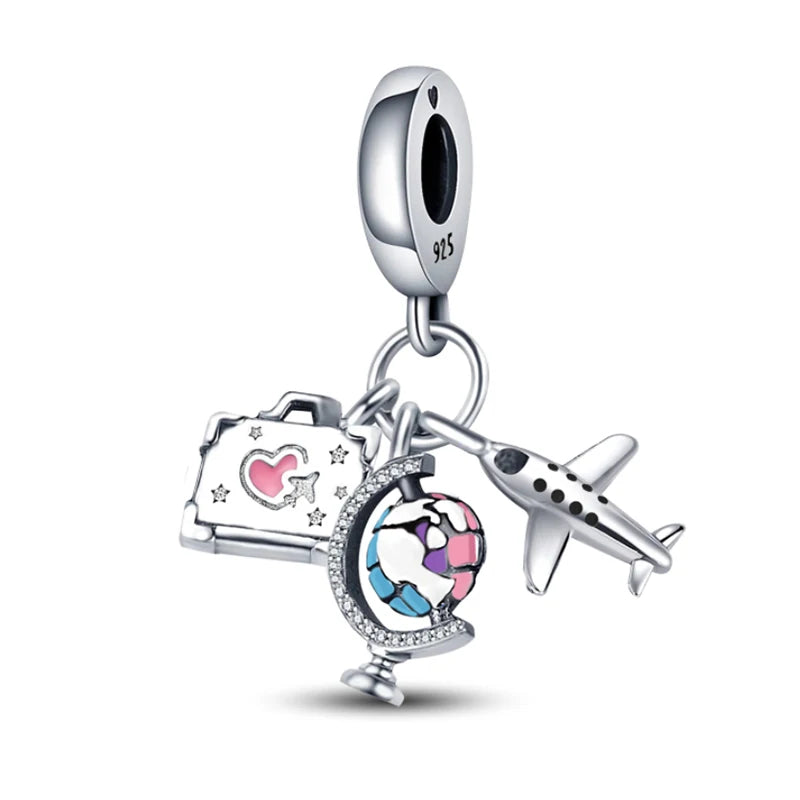 Berloque de Prata 925 – Coração, Flor, Trevo e Tartaruga