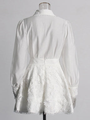 Conjunto Casual com Blusa Patchwork e Saia Mini – Estilo Chic e Atual