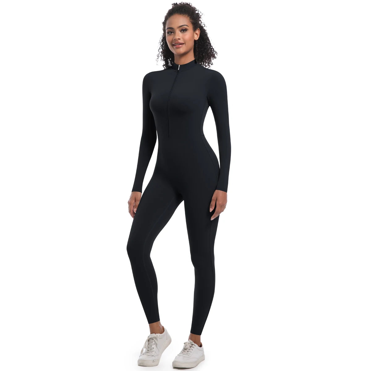 Macacão Fitness Feminino com Zíper Frontal – Modelagem Anatômica e Performance Elegante