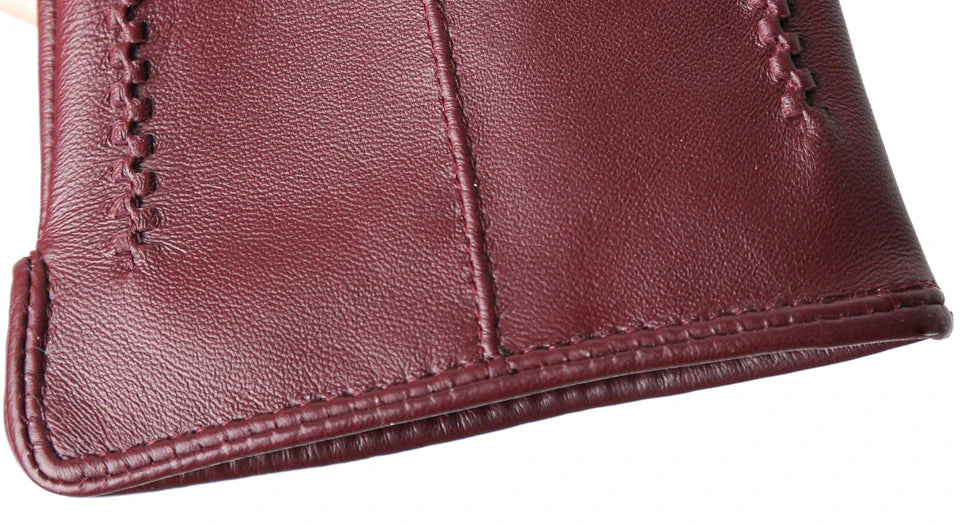 Luvas Femininas em Couro de Ovelha com Forro Aveludado e Toque para Tela – Elegância de Inverno