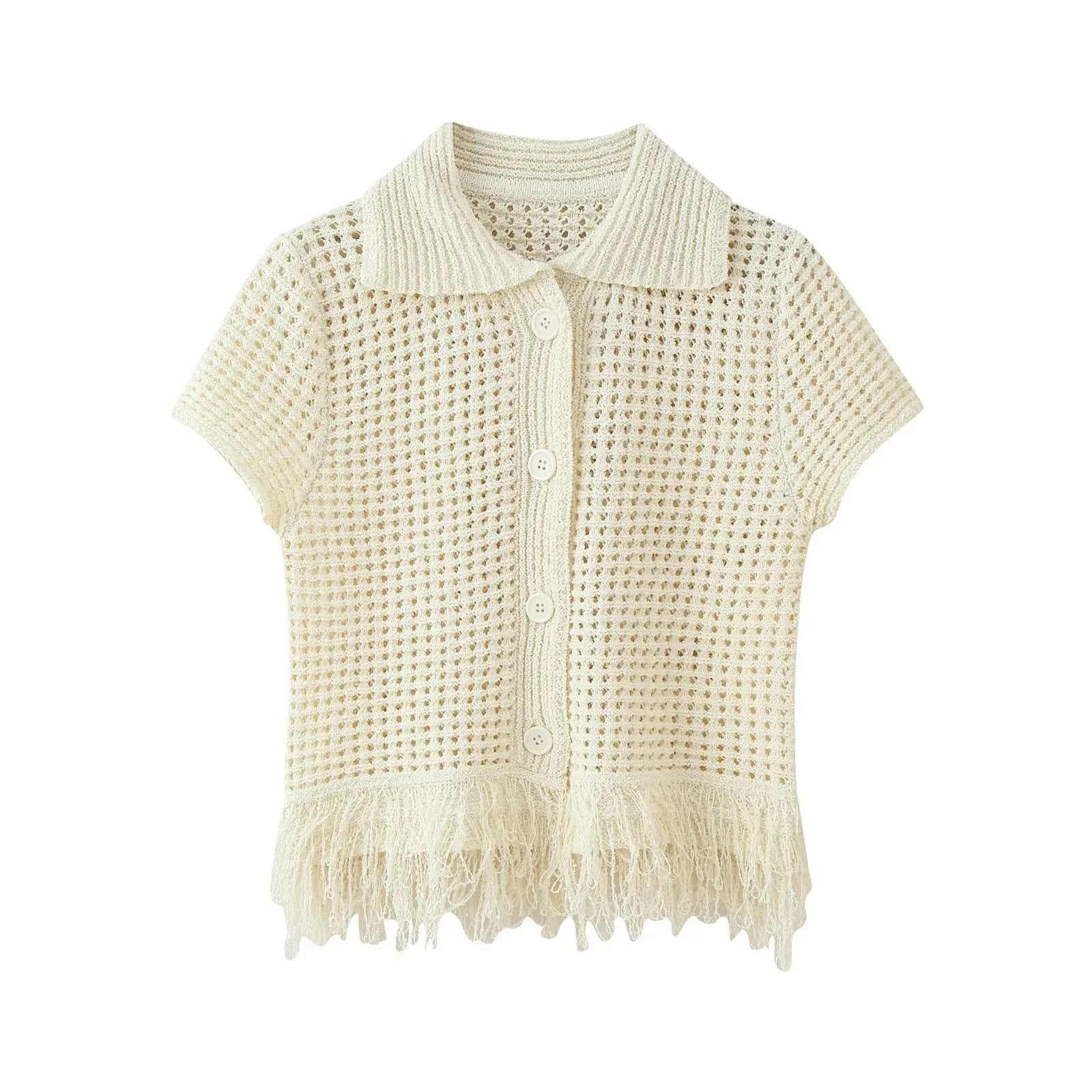 Conjunto em Tricô Vazado – Saia Mini + Camisa