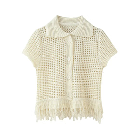 Conjunto em Tricô Vazado – Saia Mini + Camisa