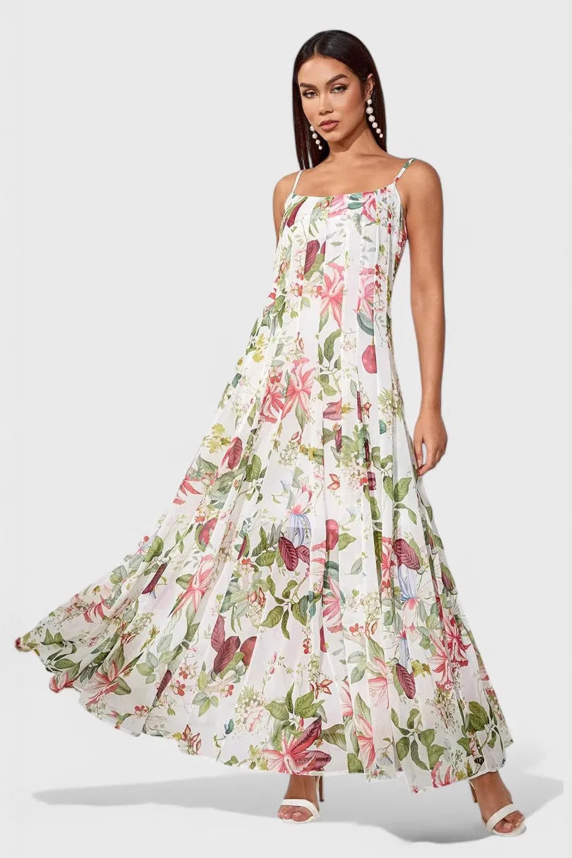 Vestido Longo com Estampa Florida – Elegância Atemporal para Primavera e Verão