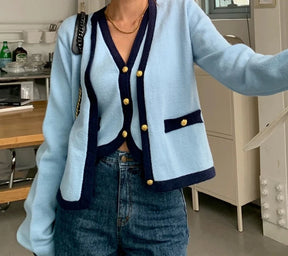Conjunto Cardigan e Regata tricô