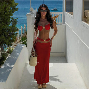 Conjunto Tres peças - Biquini e saia