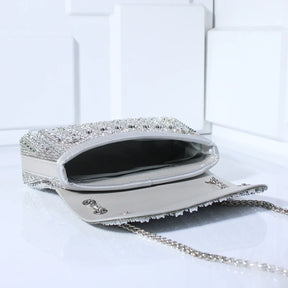Bolsa Glamour Prateada com Brilho de Strass