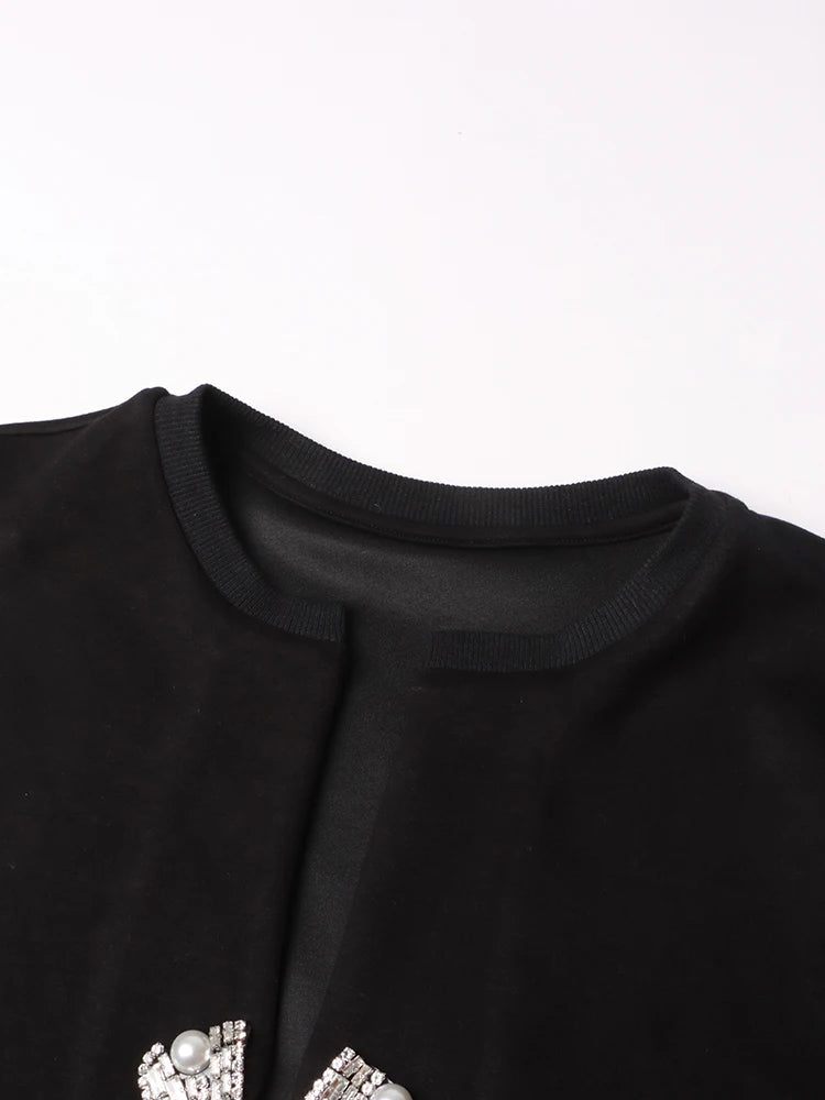 Camiseta cropped Bordada com cristais