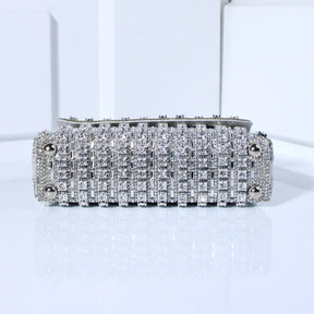Bolsa Glamour Prateada com Brilho de Strass