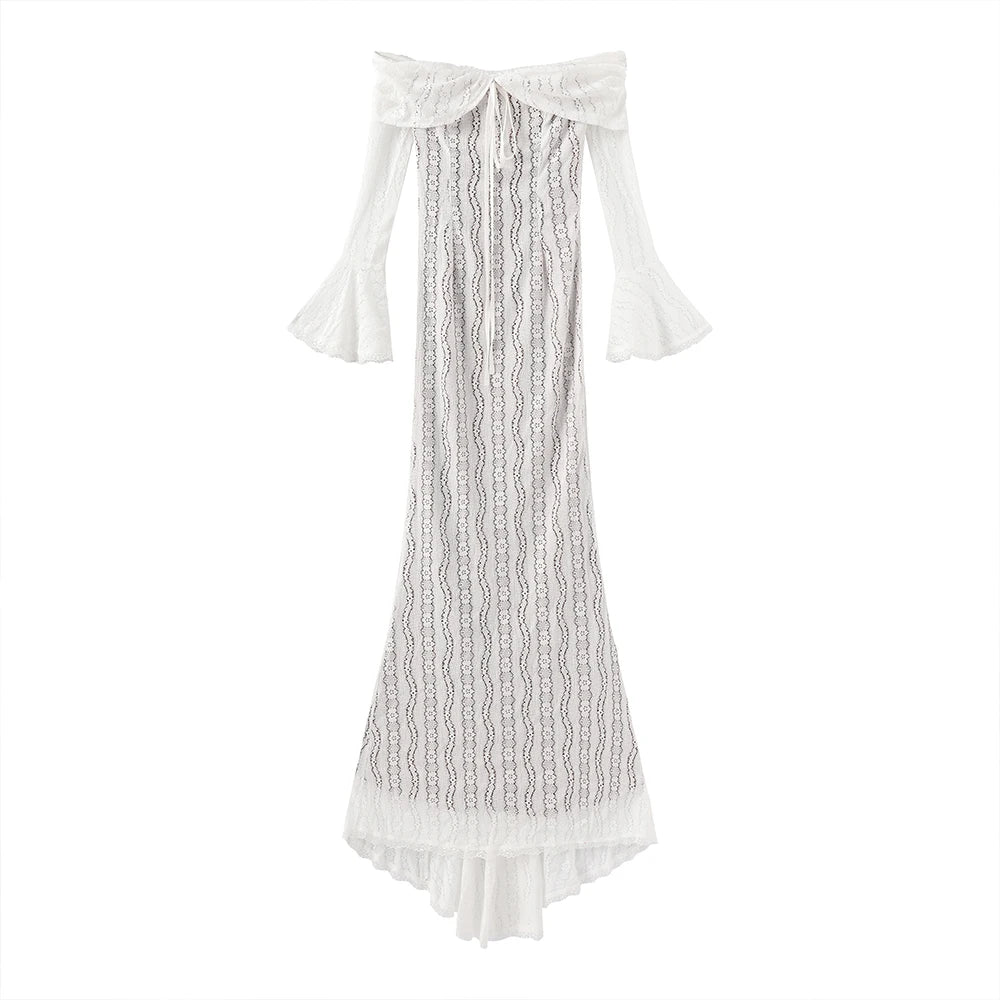 Vestido Longo Ombro a Ombro com Renda — Elegância Atemporal