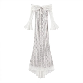 Vestido Longo Ombro a Ombro com Renda — Elegância Atemporal