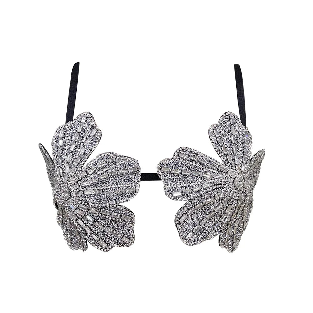 Top Artesanal, Bordado com cristais reluzentes, bordado floral elegante