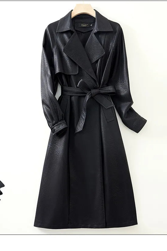 Trench Coat em Pelica de Carneiro com Cinto Integrado