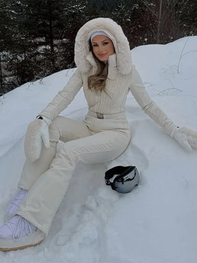 Macacão Feminino Elegante, Proteção Impermeável e Design de Inverno