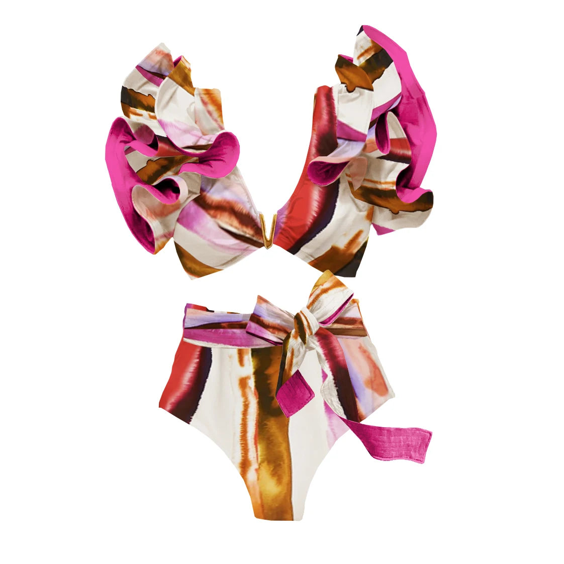 Conjunto Biquíni com Saia Longa Listrada