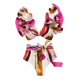 Conjunto Biquíni com Saia Longa Listrada