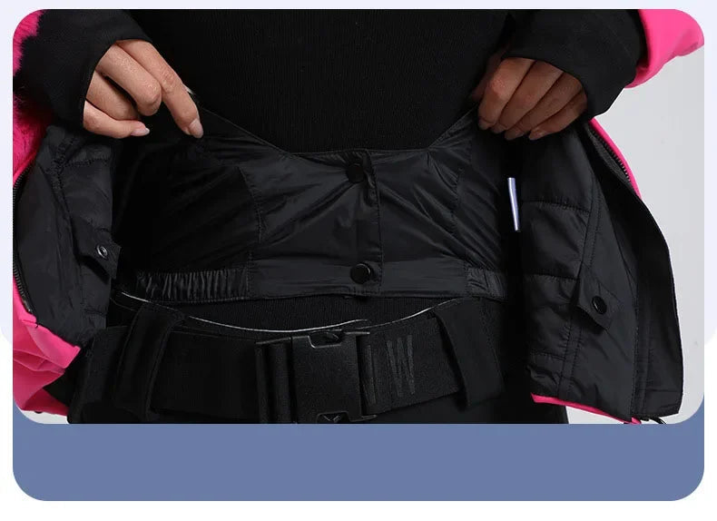 Jaqueta Feminina de Ski impermeável com Pelo no Punho e Capuz – Impermeável, Térmica e Respirável para Frio Extremo