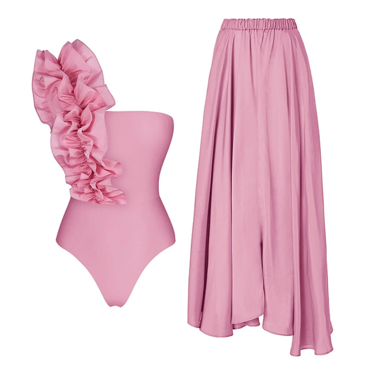 Conjunto de Biquíni Floral e Brilho Acetinado