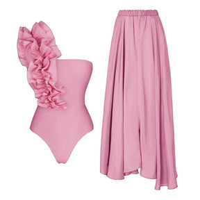 Conjunto de Biquíni Floral e Brilho Acetinado