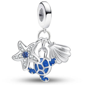 Berloque de Prata 925 – Coração, Flor, Trevo e Tartaruga