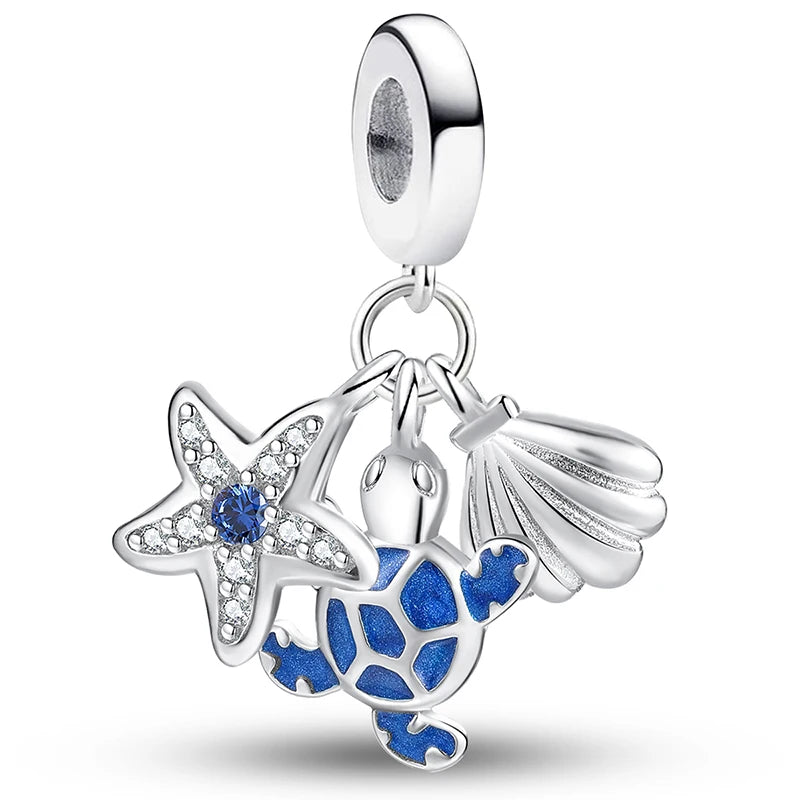 Berloque de Prata 925 – Coração, Flor, Trevo e Tartaruga