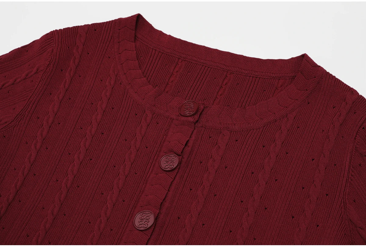 Conjunto Elegante em Tricot com Manga Curta e Saia