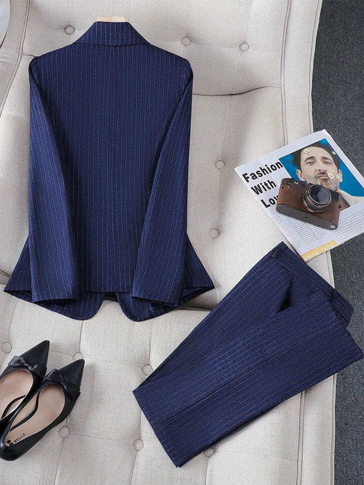 Conjunto Blazer Alongado Com Risca Giz