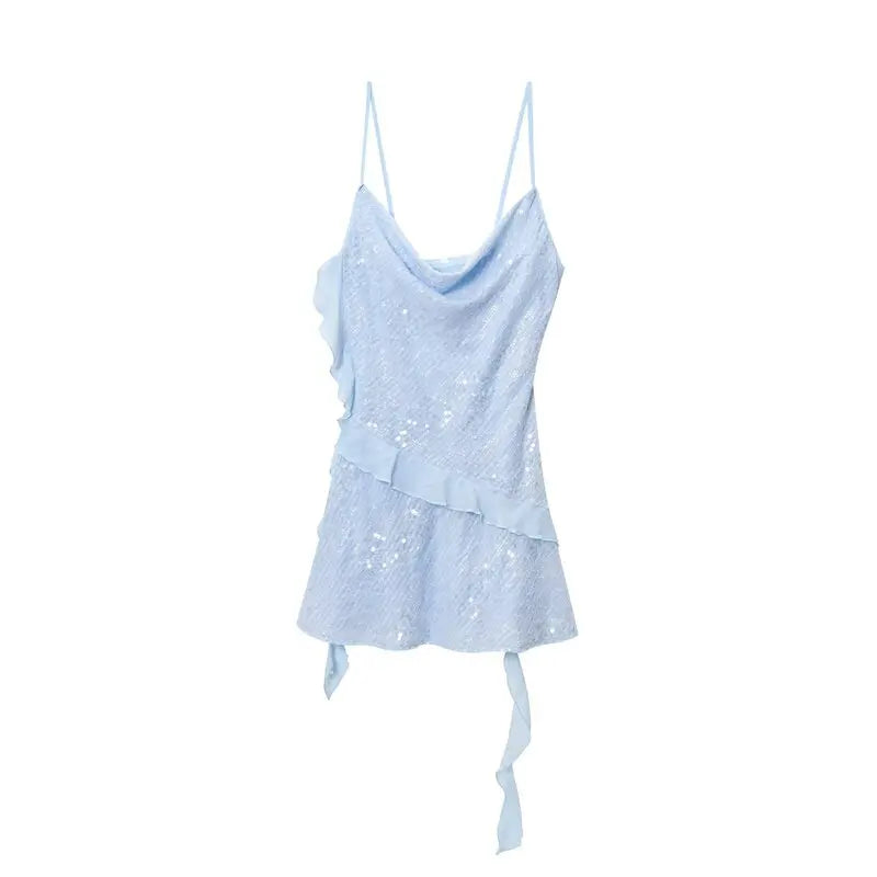 Vestido Curto de Alças com Camadas e Bordadas à Mão – Elegância Casual