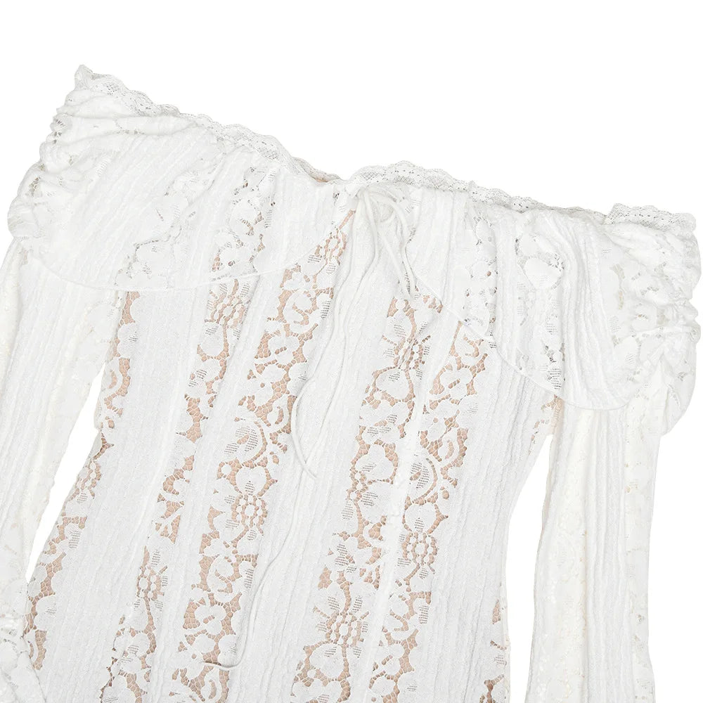 Vestido Longo Ombro a Ombro com Renda — Elegância Atemporal