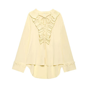 Conjunto Camisa com Babados & Saia Midi Casual Primavera/Verão