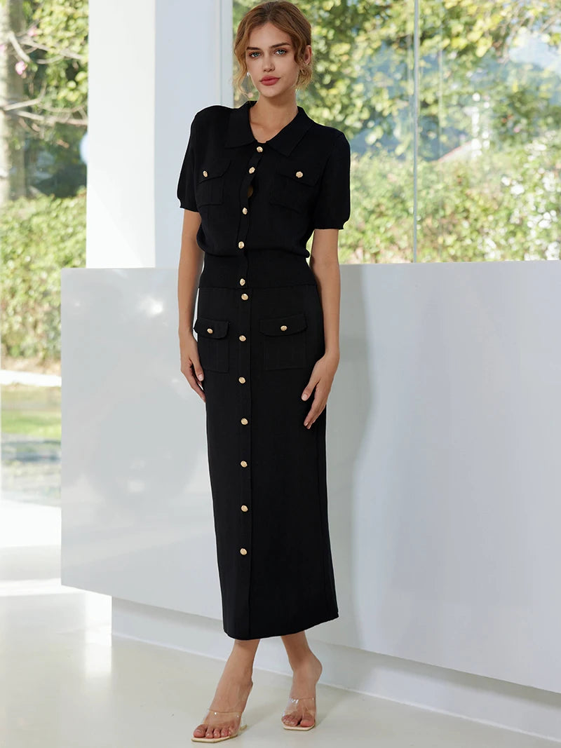 Conjunto saia midi e camiseta elegante