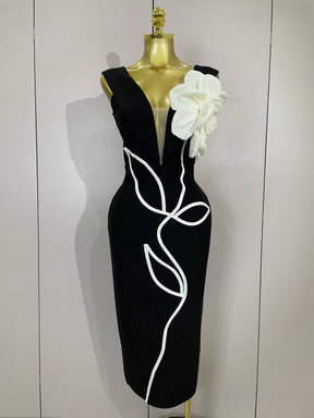 Vestido Longo Elegância Floral com Ombros à Mostra – Silhueta de Impacto