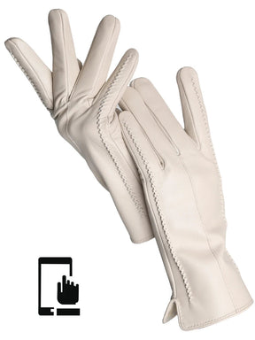 Luvas Femininas em Pelica (Couro de Ovelha) com Forro Aveludado e Toque para Tela – Elegância de Inverno