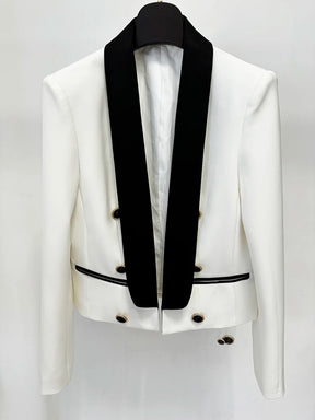 Blazer de Alfaiataria Escultural Bicolor com Gola Xale