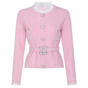 Conjunto Executivo Rosa: Casaco Estruturado e Saia Sereia Midi – Elegância